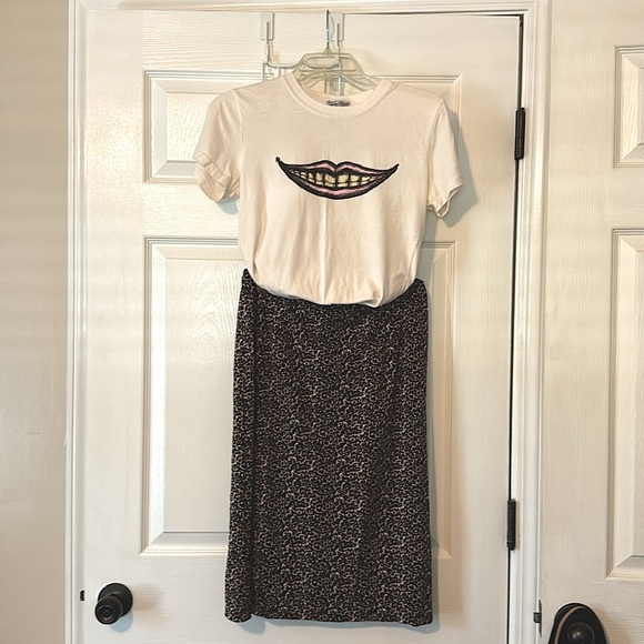 Willi Smith Faux Wrap Leopard Print Skirt - Picture 1 of 7